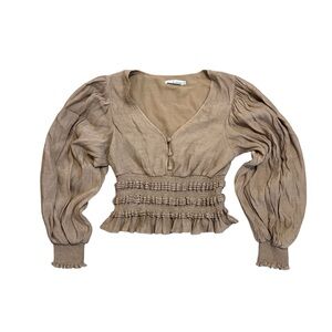 Women’s smocked ruffle long sleeve top